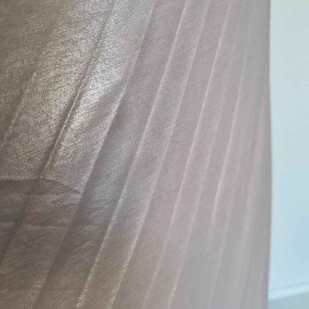 Forever New Metallic Beige Pleated Midi Skirt fits Size 14 - Picture 8 of 9